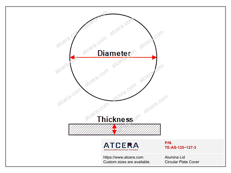 Drawing of Alumina Lid Circular Plate Cover