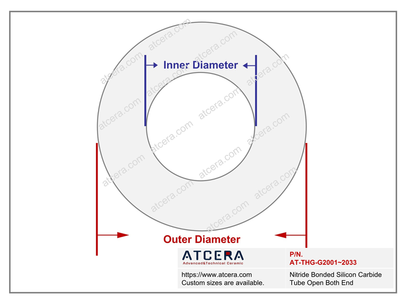 Drawing of Nitride Bonded Silicon Carbide Tube Open Both End