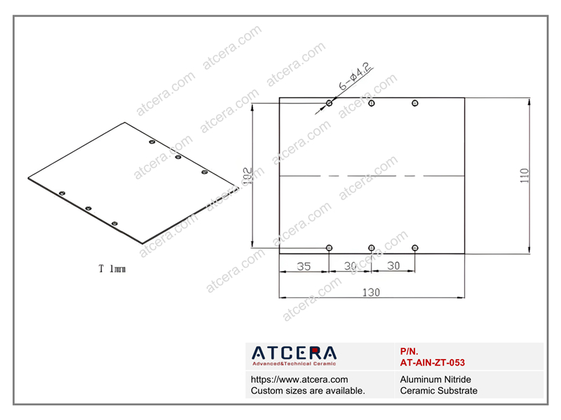 Drawing of AlN Substrate AT-AIN-ZT-053