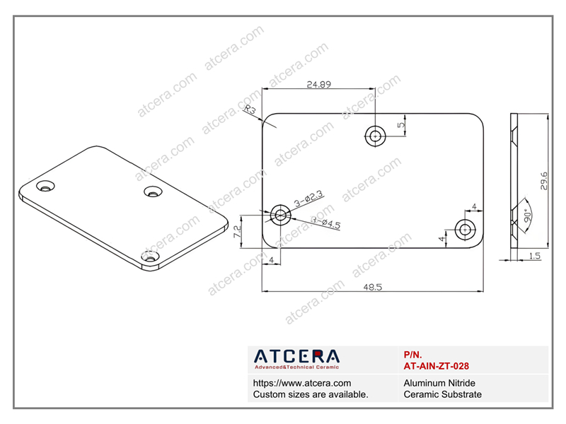 Drawing of  AlN Substrate AT-AIN-ZT-028