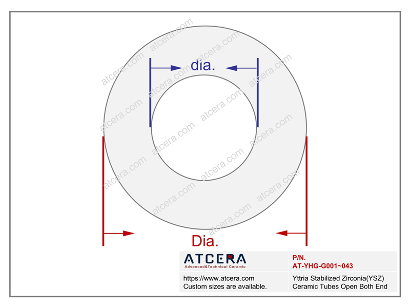 Drawing of Yttria Stabilized Zirconia(YSZ) Ceramic Tubes Open Both End